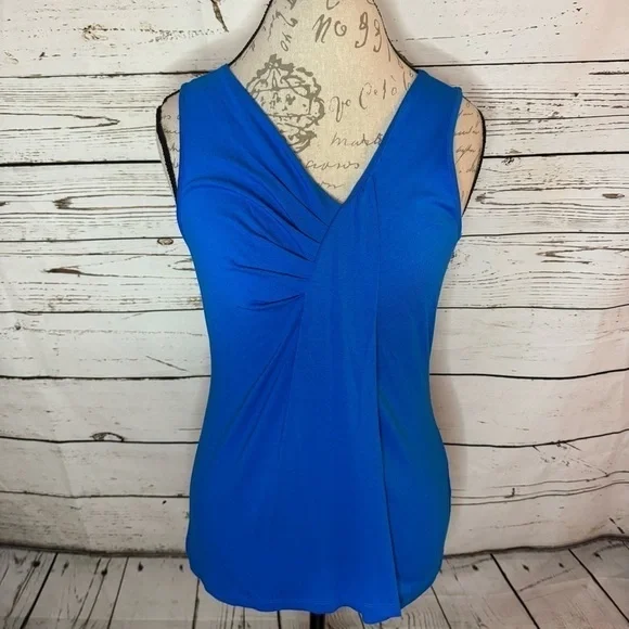 Saks Fifth Avenue Black Label Twist Front Top Blue Medium - Picture 1 of 8
